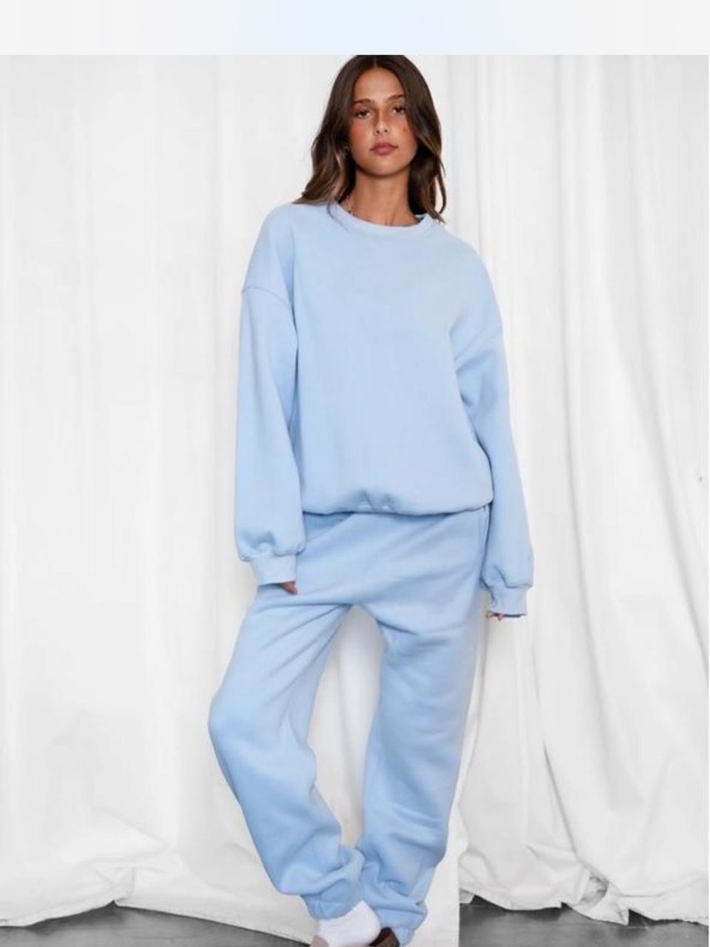 French Blue Tictoc Varisty Crew Neck Sweatshirt and Dove Sweatpants Set